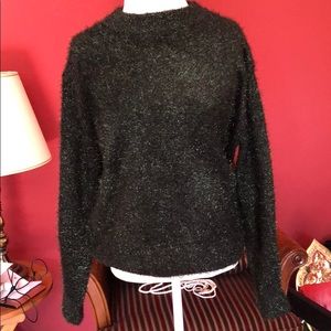 Black and Green Metallic Oversized Sweater